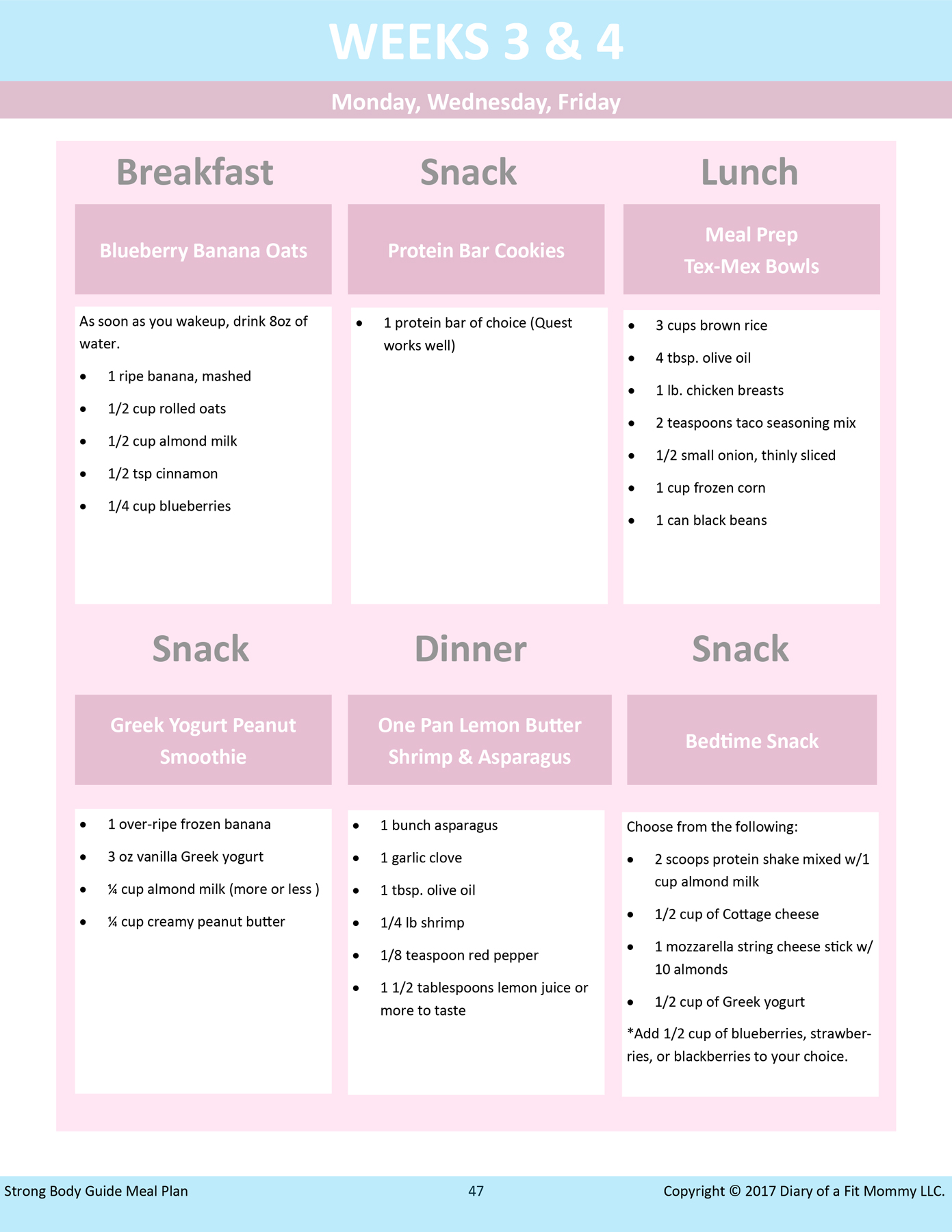 The Strong body guide & meal plan - Diary of a Fit Mommy